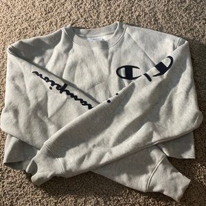 grey cropped champion sweatshirt